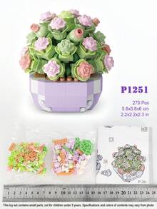 DIY積木花朵 朋友禮物玫瑰花教育玩具 逼真插接永生花盆栽裝飾 向日葵 12款創意3D鮮花熱銷組合迷你積木花 手作材料 實惠好物 送給朋友與家人的禮物 12款積木花模型隨機組合 317至473片迷你積木玩具 - 彩色 - 查看 16