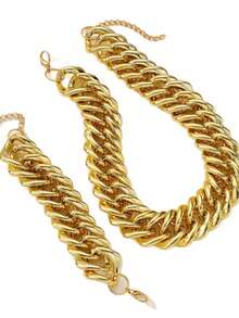 2pcs Vintage Punk Old Coin Style Iron Chain Necklace, Exaggerated Hip-Hop Cuban Link Geometric Clasp Choker Necklace, Party Gift For Women - Necklace Set - View 5