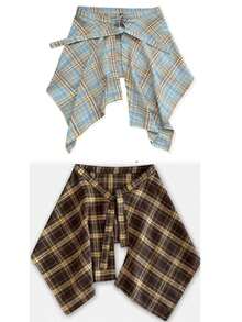 New Plaid One-Piece Waist Skirt With Decorative Drawstring, Unisex High Waist, Ruffle Hem, For Family Matching Outfits, Autumn/Winter. - Multicolor - View 20