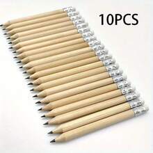 10/20/30pcs Natural Wood Short Pencils, 10mm Golf Short Pencils, Student HB Short Pencils, HB Mini Pencils With Eraser, Essential For Back To School Writing, Drawing And Note-Taking - Multicolor - View 6