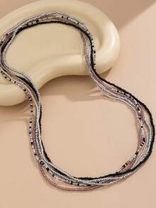 Vacation Style Sexy Mesh Waist Chain Set - Women's Beaded Beach Body Chain - Multicolor - View 4