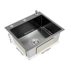 YUNRUX Stainless Steel Built-In Kitchen Sink, Various Models, Drain Fitting - Silver - View 2