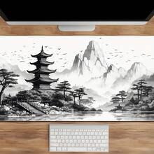 Large Gaming Mousepad, Desktop Use, Chinese Landscape Ink Painting Style Desk Mat, With Seamed Edges, Stunning Scenery Desk Mat, Non-Slip Rubber Base, Keyboard Mat/Computer Mat, Large XL Black And White Style Mousepad - Mouse Pad - View 8