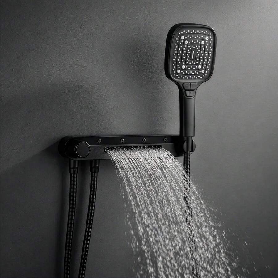 High-Pressure 3-In-1 Wall-Mounted & Handheld Shower System - 3 Spray Modes (Rain, Massage, Pulse) - Black - View 1