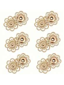 2/12pcs Vintage Gold Hollow Flower Metal Snap Buttons, Durable Smooth Edge Easy To Sew Press Studs, Suitable For Jackets, Coats, Shirts, Sweaters DIY Clothing, Gift For Tailors And Craft Enthusiasts - Multicolor - View 7