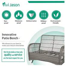 Weather-Resistant Wicker Garden Lounge Set For Terrace And Patio - Mimbre Gris/Cojines Grises - View 4