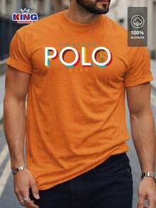 Original HPC POLO T-Shirt With Round Neck And Short Sleeves – Themed Graphic Design "HPC: Retro Typography Houston" – 100% Cotton - 橘色 - 查看 1