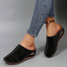 Hollow Out Wedge Sandals, Comfortable To Wear, Suitable For Long-Term Wear Such As Work And Shopping - Black - View 5