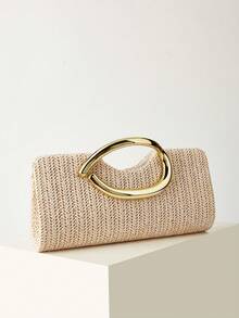 AIBBYDAR Women's Clutch Bag Beach Bag Straw Woven Bag Summer Essential Holiday Essential Beach Holiday Vacation Season Versatile Women's Crossbody Bag Women's Bag Makeup Bag Casual Minimalist Vacation Essential - Beige - View 4