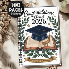 1pc Graduation Guest Book & Message Sign-In Book, With Graduation Cap And Laurel Wreath Design - Diploma Design Pages For Classmates And Alumni To Sign And Leave Messages - Graduation Party Ceremony Commemorative Gift Book - E - View 1