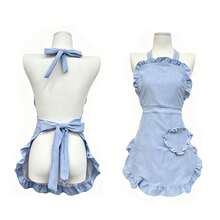 Grembiule da donna con tasca a forma di cuore e volant francese, impermeabile e antimacchia per cucina e casa, disponibile in 4 colori, per cottura, giardinaggio e lavoro, in tessuto a righe fini morbido e delicato sulla pelle, con pizzo plissettato e tasca a forma di cuore, adatto per cucinare, pulire e fare giardinaggio, unisce estetica e praticità, trasformando le faccende ordinarie in una vita quotidiana romantica. - Multicolore - Visualizzare 7