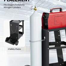 BouPower 3-Tier Welding Cart, 400 Lbs Load Capacity,Rolling Metal Utility Car With 360° Swivel Wheels, Side Brackets And Secure Cylinder Chains For MIG TIG MMA Plasma Cutter Welding Machine - Tilt Handle - View 2