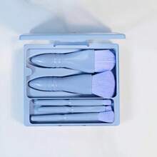 1 Set Portable 5pcs Mini Makeup Brush With Mirror, Multi-Functional Eyeshadow Brush, Powder Brush, Foundation Brush - Multicolor - View 6