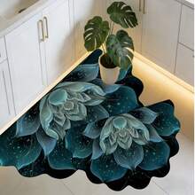 1 pieza Alfombra de baño de tierra de diatomeas con diseño floral negro & dorado, alfombra de baño, felpudo, alfombra pequeña, alfombra, alfombra de piso, decoración del hogar, alfombra de área, alfombra para exteriores, alfombra de dormitorio, alfombra lavable - Multicolor 7 - Ver 2