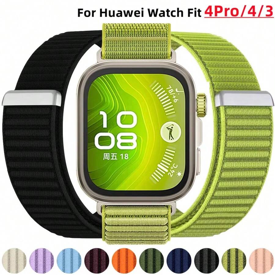 尼龍手錶錶帶，相容於 Watch Fit 5/5Pro/4/3/4Pro，可伸縮透氣尼龍魔鬼氈替換錶帶，時尚手錶配件，適合休閒與運動愛好者