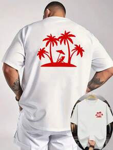 [Selección Niu Wang]Nueva camiseta casual de verano para hombre con cuello redondo acanalado y mangas cortas, con estampados tanto en la parte delantera como en la trasera, hecha de tela de - Negro - Ver 9