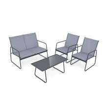 4 Pieces Of Metal Patio Furniture Chat Set With Tempered Glass Coffee Table - 1 - View 5
