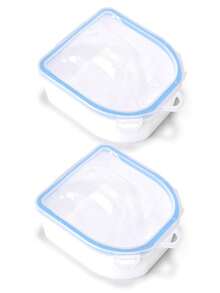1 pieza Bol de doble capa azul para remojar uñas, removedor de esmalte de gel, bol de manicura, herramientas de manicura, suministros para uñas, herramientas para uñas, herramientas de arte de uñas, regreso a clases, uñas, herramientas para uñas postizas - Azul - Ver 3