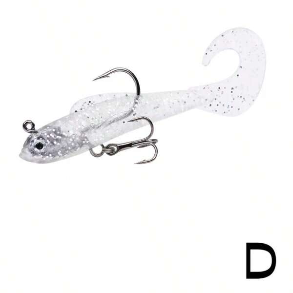 Nuevo 5/1PC Señuelos de Pesca de silicona Artificial cebo de natación biónico suave cola rizada cebo de pescado con cabeza de plomo con ganchos cebos de hundimiento aparejos