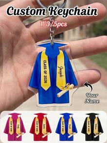 1/3/5 Pcs Personalized Graduation Acrylic Keychains, Custom Text Keychains, Multiple Patterns To Choose From, Two Sizes To Choose From, Perfect For 2026 Graduation Gift For The Year, Stylish And Simple Design, Suitable For Him/Her, Perfect School Supplies, Back To School, Office, Dormitory, Middle School Students - Multicolor - View 2