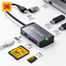 Kodak 柯达 USB-C 集线器，带 USB 3.0 端口、Type-C 接口、MicroSD 卡适配器、SD 卡读卡器，兼容智能手机、平板电脑、MacBook、笔记本电脑（需要 OTG 支持） - 查看 2