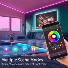 Self-Adhesive LED Light Strip, Equipped With A Remote Control And App Control, With Intelligent Dimming And Color Changing Function, Flexible RGB Light Strip, SMD 5050 LEDs, Suitable For Backlighting TVs As Well As For Decoration In Bedrooms And Living Rooms. - EU C Type Plug(220-240V) - View 3