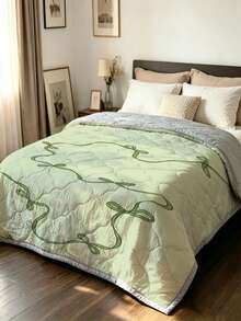 1pc Ultra Soft Cooling Blanket - Lightweight All Season Bedding, With Stylish Bow Pattern, 100% Polyester Fiber, Machine Washable Suitable For Single/Double Bed, Hotel, Camping And Home Decor, Hotel Grade Luxury Bedding|Modern Stitched Design - Green - View 12