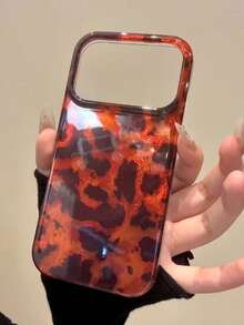 Casing Ponsel Mewah dengan Tekstur Kulit Motif Leopard, Kompatibel dengan iPhone 17 Pro Max 17 Pro 17 Air 17 16 15 14 Plus 13 12 Pro Max 11, Pelindung Belakang Tahan Guncangan yang Modis - Motif macan tutul hitam dan cokelat - View 3