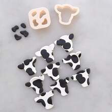 1pc/2pcs Cartoon Cute Cow Spotted Cow Shaped Polymer Clay Earring Cutter Mold For Beginners To Make Soft Clay Earrings Jewelry - Apricot - View 12