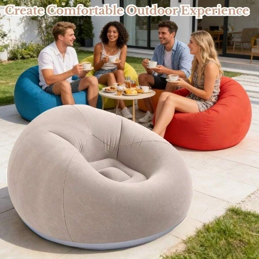 Inflatable Sofa Beanbag Inflatable Recliner Inflatable Couch Folding Portable Inflatable Chair Living Room Bedroom Balcony Reading Room - Multicolor - View 1