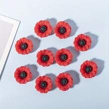 5/10/15pcs Red Poppy Flower Fridge Magnets, Cute And Interesting Kitchen Decor, Room And Office Decor, Home Decor, ABS Material, Perfect Gift For Holidays, Refrigerator Magnets - Red - View 2