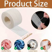 Fishbone Hemming Tape Sewing Tool 3.5cm Wide Chiffon Thin Fabric Edge Hemming Guide No-Sew Hemming Tape Tailor Assistant 3.5cm Wide Pleat Hemming Guide DIY Clothing Sewing Accessory Essential For Beginners And Enthusiasts - Fishbone Line - View 2