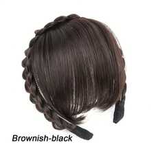 Extensão de Cabelo Sintético com Franja de 6 Polegadas, Franja Natural Sem Bordas Longas, Peruca Feminina, Preto Marrom, Halloween - Multicolorido - Visão 11