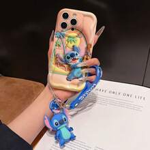 Disney Has Authorized, Phone Case - Chain Set, The Stitch Lilo & Stitch 3D Phone Case Plus A Silicone 3D Stitch Bracelet With Metallic Ring Removable Bracelet, Stitch And Angel Pattern, Compatible With Iphone17/16/15/14/13/12/11/XS/XR/X Plus Pro Max, A Stylish Cartoon Phone Case, The Perfect Gift Choice, Phone Protection, Durable Phone Cover, Great Gift For Friends And Family. - 白色 - 查看 2