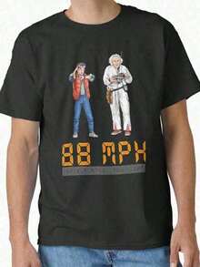 Camiseta Gráfica de Hombres Volver al Futuro Marty McFly y Doc Brown - 180G, Cuello Redondo Casual para Fans, Eventos Temáticos & Ropas Informales. Corte Regular Ligero Estiramiento Lavable - Blanco - Ver 1
