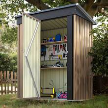 Outdoor Storage Shed 5 X 3 FT Lockable Metal Garden Shed Steel Anti-Corrosion Storage House With Single Lockable Door For Backyard Outdoor Patio (Brown) - Brown - View 5