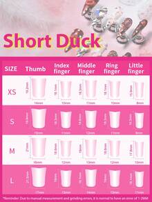 10Pcs Y2K Cute Duck Shaped Full Cover Press On Nails,Solid Pink Tone,Leopard Prints & Sparkly Glitter Punk Style Artificial Nail Set,Nice Holiday Gift For Girls&Women To Wear At Daily,Parties And Festive Events Nail Supplies - Pink - View 9