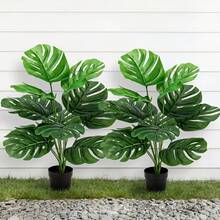 2pcs/Set 24-Inch Premium Artificial Bamboo - Outdoor Faux Green Plant, Realistic Green Leaves | Suitable For Indoor And Outdoor Multi-Scene Placement, Applicable To Office, Balcony, Wedding, Party, Yard. - Tropical Style Green Premium Feel - View 6