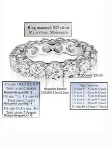 ConiiW High Quality 925 Sterling Silver Moissanite Ring, Unisex, Suitable For Wedding, Banquet And Gift - White - View 16