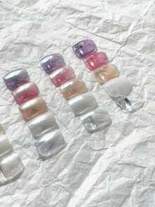 New Nail Art Powder Transparent Shiny Powder Glass Nail Powder Nail Decoration, With High Gloss Transparent Effect (0.5g/Bottle) - 彩色 - 查看 2