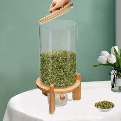 Rice Dispenser Grain Container5L/7.5L Cereal Storage Dispenser With Valve - Airtight Glass Container For Rice, Grain & Dry Food, Transparent Body For Easy Content Check, Suitable For Kitchen Pantry Organization, Ideal For Storing Oats, Quinoa, Flour