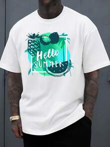 Camiseta de estilo veraniego para hombre, blanca, elegante, de manga corta, ropa deportiva cómoda, adecuada como regalo, camiseta holgada y cómoda, estilo-hop urbano, para uso diario y d - Blanco - Ver 1