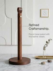 1pc Sandalwood Vertical Kitchen Paper Towel Holder, Freestanding Design, Smooth Polished Surface, Stable Base, Minimalist Aesthetic, Customizable Engraving, Suitable For Kitchen, Dining Room, Countertop, Home Decor, Ideal For Holiday Gifts, Party Favors, Valentine's Day Gifts, For Adults, Men, Women, Family And Friends - Multicolor - View 6