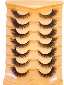 HBZGTLAD 7 Pairs Assorted Natural Style False Eyelashes, Fluffy Thickened Cat Eye Wispy Lashes With Black Band, Dense Extension-Look D Curl Cat Eye Lashes, Natural Appearance Faux Mink 3D Fluffy Russian Strip Lashes, Reusable For Daily Wear And Practice - View 12