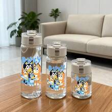 Bluey 1個 400/600/800ml 水壺，大容量附吸管與防漏設計，便攜手柄，輕量塑料材質，卡通設計，適用健身與籃球運動 - 彩色 - 查看 7