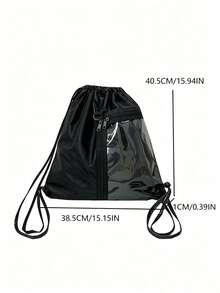 Japanese & Korean Style Niche Design INS Style Drawstring Cinch Bucket Backpack, Travel Backpack For Women College Students, Large Capacity Foldable Backpack For Outings - Black - View 7