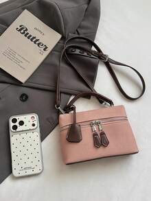 New Hand-Held Box Bag, Minimalist Fashionable Shoulder & Crossbody Bag - Pink - View 5