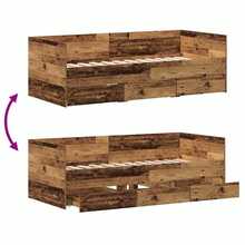 vidaXL Tagesbett, Gästebett mit 3 Schubladen mit Rollen, Schlafsofa für Schlafzimmer, Bettsofa Sofabett Daybed Bett, Helle Eiche 90x200cm Holzwerkstoff - Helles Eichenholz - Übersicht 4