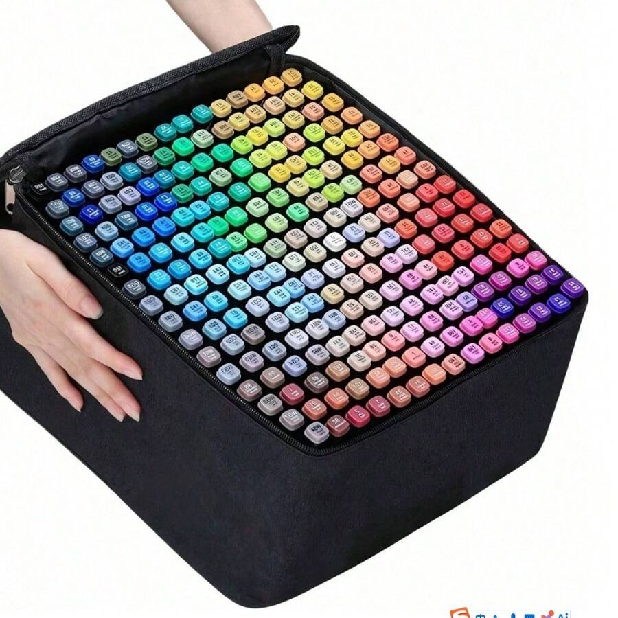 80pcs Double-Ended Mixed Media Marker Set, Permanent Art Sketching Pens With Mixer, Medium Point Type, For Painting, Drawing, Coloring, Sketching - Multiple Styles - View 1