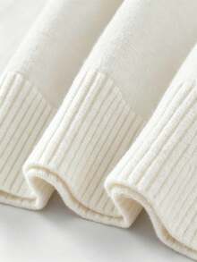 Girls Mock Neck Solid Knit Sweater, Cozy Long Sleeve Pullover For Fall Winter - White - View 7